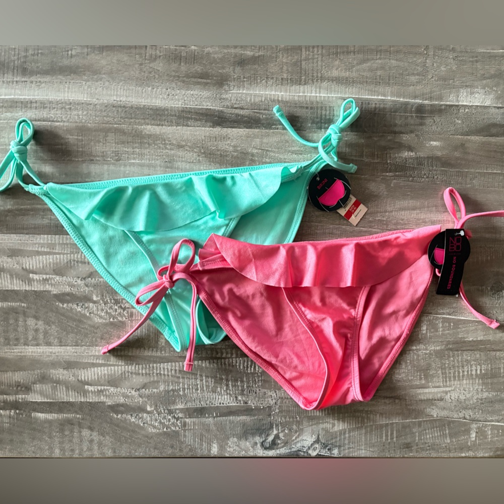 No Boundaries 2 piece Aqua Mint and Pink Bikini Bottoms Size Small NWT
